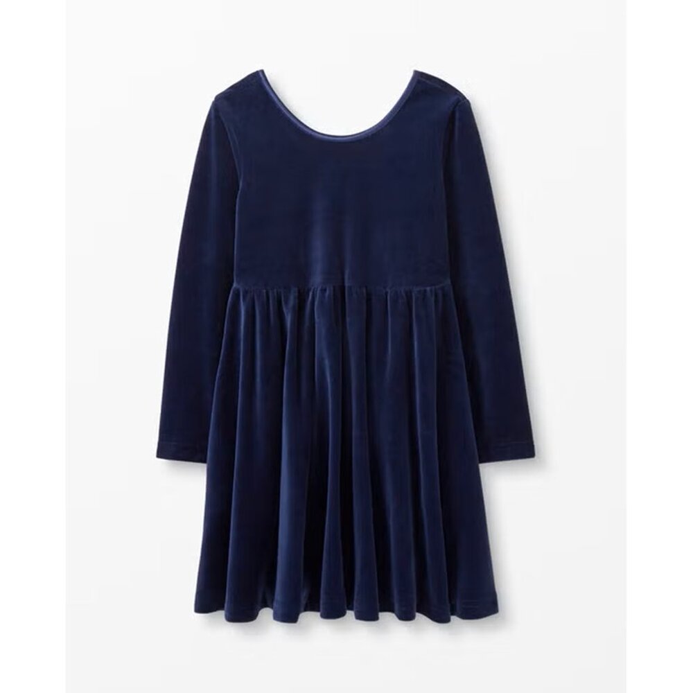 Hanna Andersson navy velour dress 120 - Picture 5 of 5